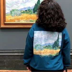 Van Gogh Museum Sweater Art Print Crewneck Blue Jumper French Landscape